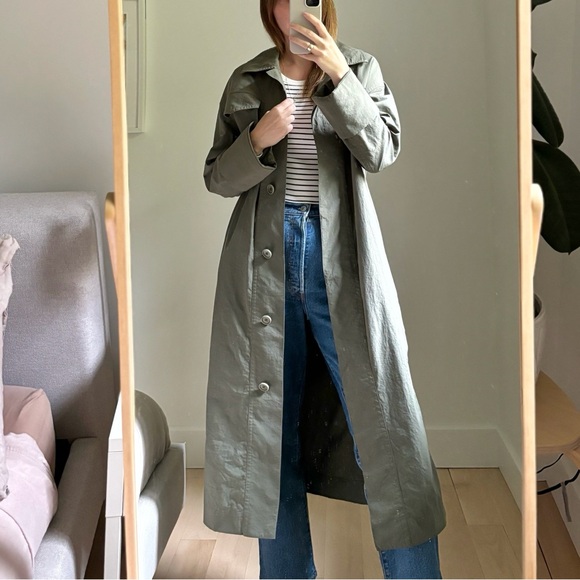 COS Jackets & Blazers - COS Long Light Trench Coat Jacket Dress Khaki Green Size 34 or S / M